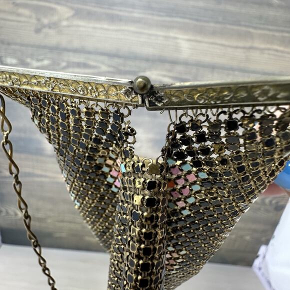 Whiting & Davis Mesh Bags Purse Enamel Evening Bag Handbag Art Deco Flapper - Picture 11 of 13